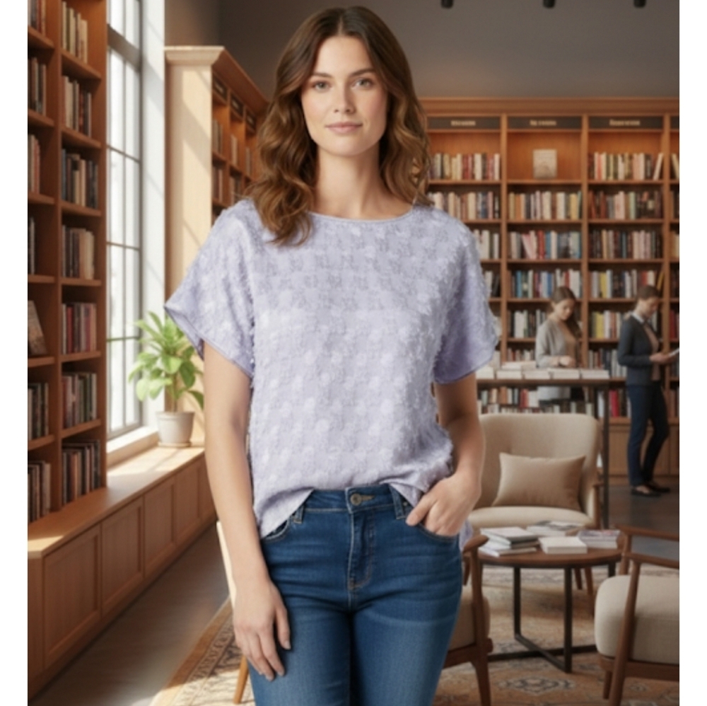 Banana Republic Lavender Short-Sleeve Textured Top